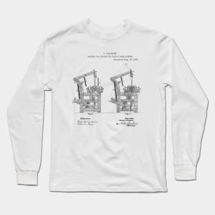 Machine for opening the eyes of loom harness Vintage Retro Patent Hand Drawing Funny Novelty Gift Long Sleeve T-Shirt